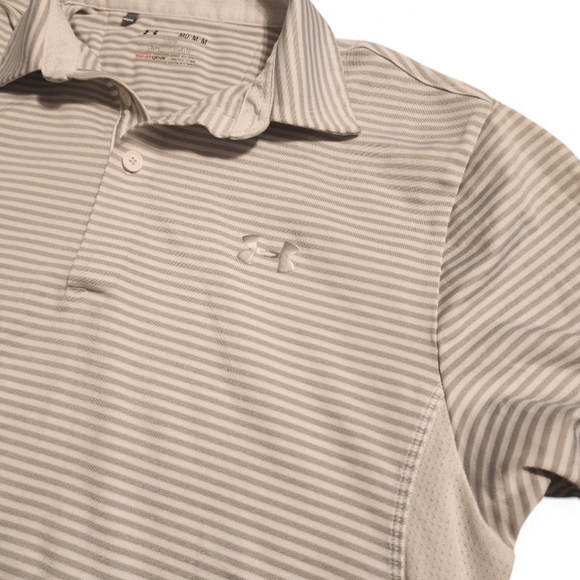Under Armour Other - Under Armour Men’s Light Beige & White Striped Polo